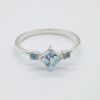 925 Sterling Silver Blue Topaz Cubic Stack Ring