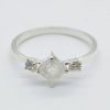 925 Sterling Silver Moonstone Diamond shape Cubic Stack Ring