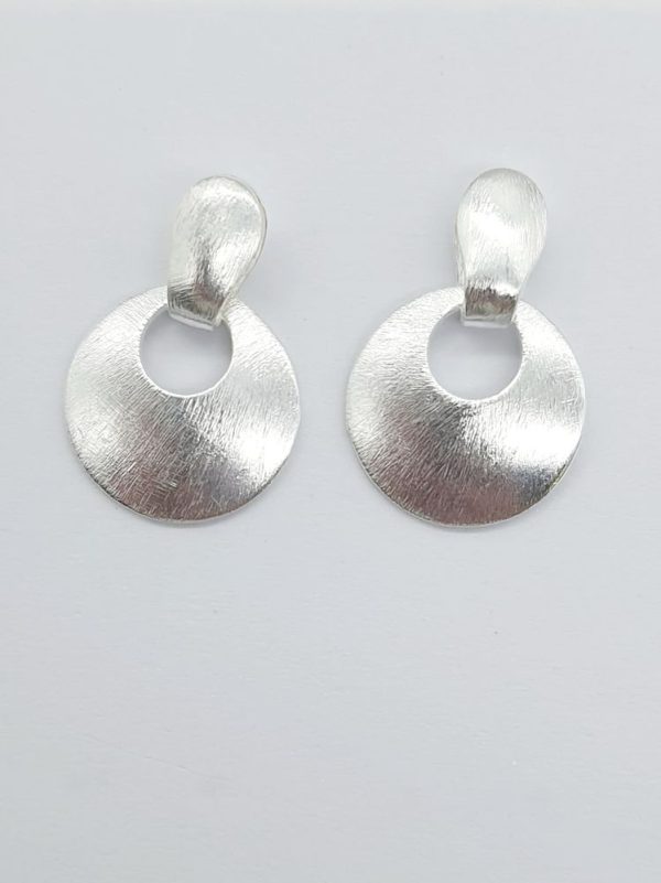 925 Sterling Silver Showstopper Open Circle Brushed Stud Earrings