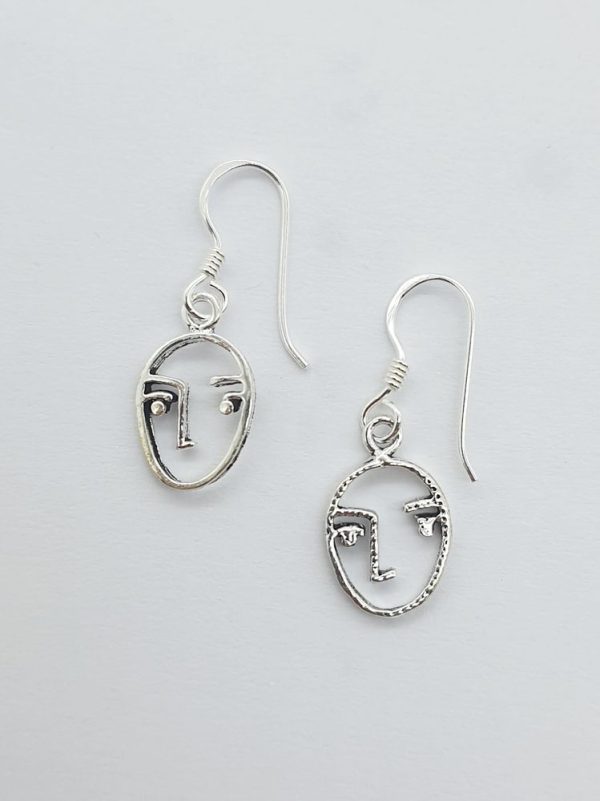 925 Sterling Silver Faces Hook in Earrings