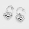 925 Sterling Silver Pretty Woman Puffy Heart Stud Earrings