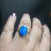 925 Sterling Silver Blue Opaline Ring - Man made
