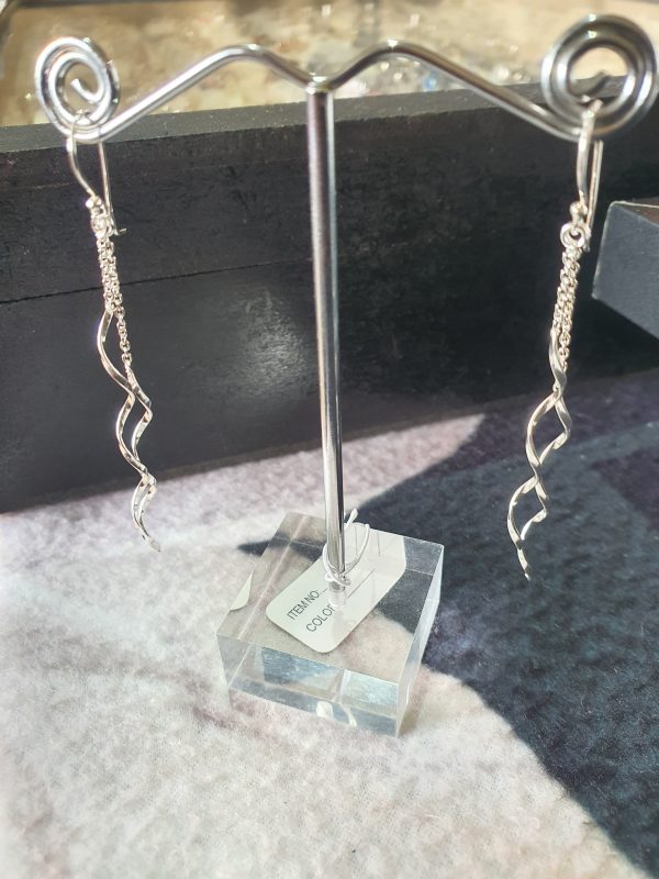 925 Sterling Silver Hook in double Dangle Twisted Bars Earrings