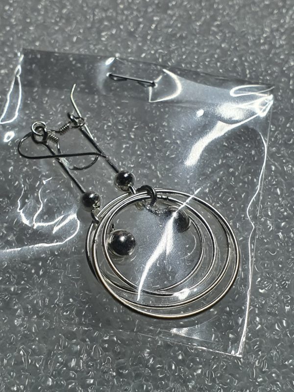 925 Sterling Silver Circles Ball Dangle Hook in Earrings