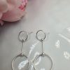 925 Sterling Silver Double Bar Circle Earrings