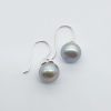 925 Sterling Silver Hook in Pearl Earrings Greyish