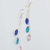 925 Sterling Silver Marquise Pink Green Navy Hook in Earrings