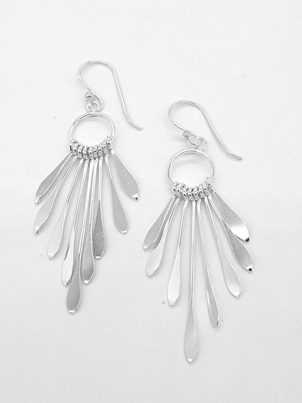 925 Sterling Silver Dangles Flower Petal Earrings