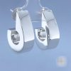 925 Sterling Silver Bold Asymmetrical Hoop Stud Earrings Electroform