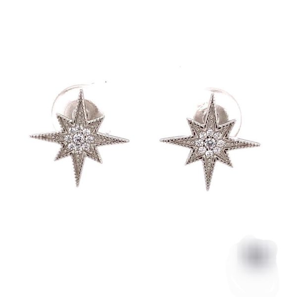 925 Sterling Silver Cubic Star Stud Earrings