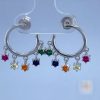 925 Sterling Silver Front Rainbow Dangle Stud Earrings