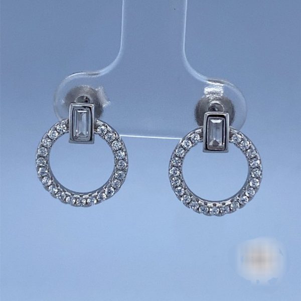 925 Sterling Circle Clear Banquette Circle Stud Earrings