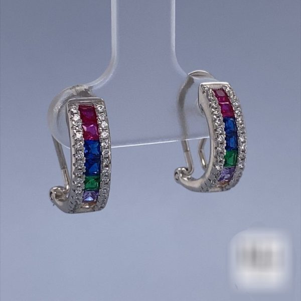 925 Sterling Silver Rainbow Stud Like Earrings