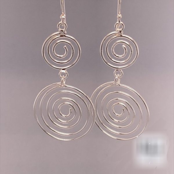 925 Sterling Silver Double Circle Spiral Hook in Earrings