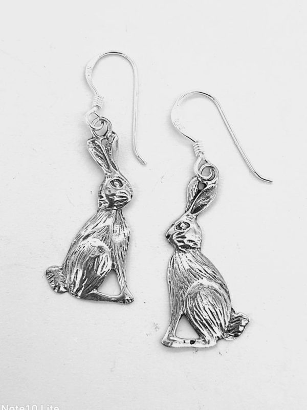 "925 Sterling Silver Cut Rabbit Hook in Earrings"