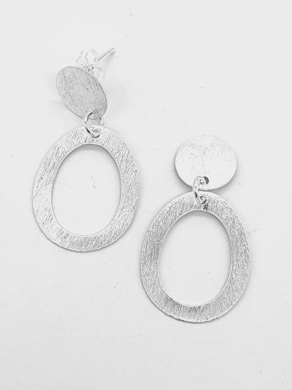 925 Sterling Silver Brushed Circle  Earrings