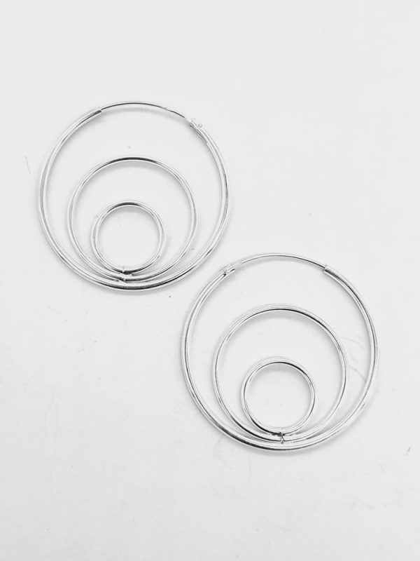 925 Sterling Silver Trippel Circle Sleeper Hoop Earrings
