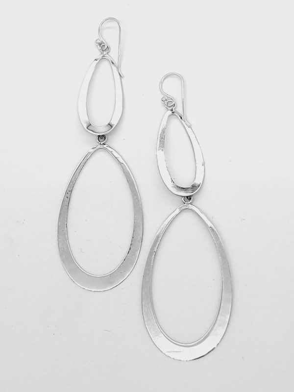 925 Sterling Silver XL Double Teardrop hook in Earring