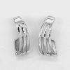 "925 Sterling Silver Long Stripe Stud Hoop Earrings"