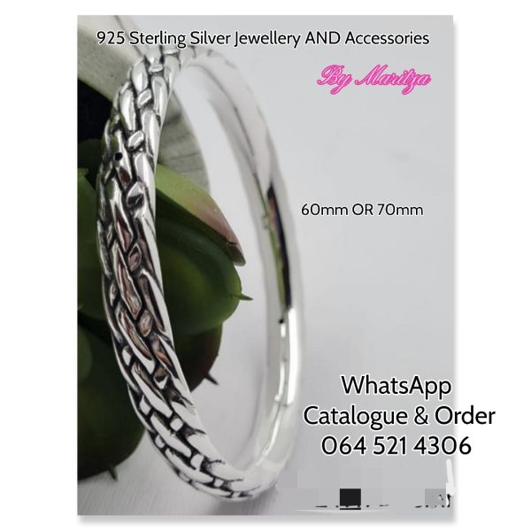 925 Sterling Silver Brick Look Bangle Electroform